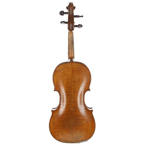 2447 - 19th century violin labelled Dominicus Montagnana, the two piece back of very faint medium curl with... 