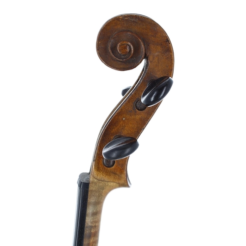 2447 - 19th century violin labelled Dominicus Montagnana, the two piece back of very faint medium curl with... 