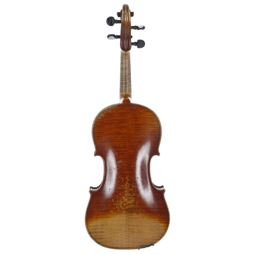 2456 - Good French violin of the Grandjohn School circa 1880, the two piece back of medium curl with simila... 