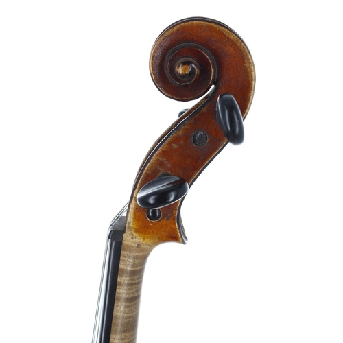 2456 - Good French violin of the Grandjohn School circa 1880, the two piece back of medium curl with simila... 