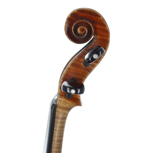 2470 - Interesting early 18th century violin, possibly English circa 1720, unlabelled, the two piece back o... 