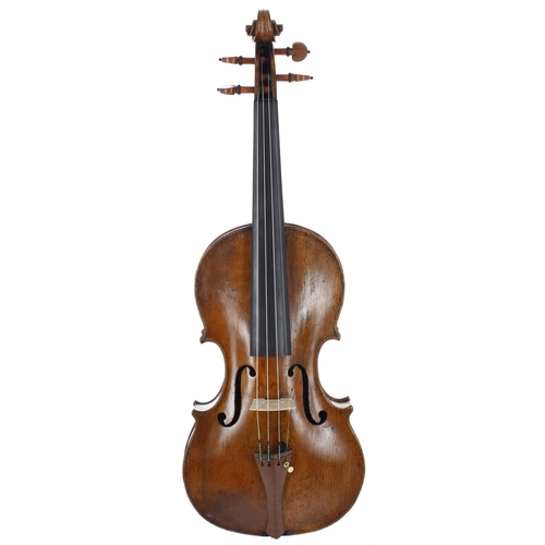 2471 - Good 19th century violin labelled Nicolaus Amatus..., the one piece back of faint medium curl with s... 