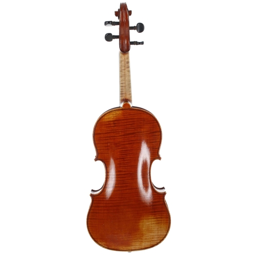 2480 - Good French violin labelled Emile Germain, á Paris, Faubourg Montmartre, the one piece back of mediu... 