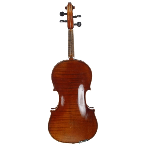 2481 - Good French violin labelled Antonius Stradivarius..., the one piece back of medium curl with similar... 