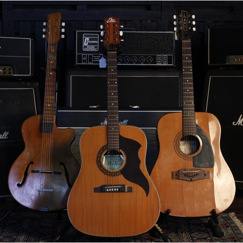 750 - Two Eko Ranger 6 acoustic guitars; together with a vintage small hollow body guitar, also probably b... 