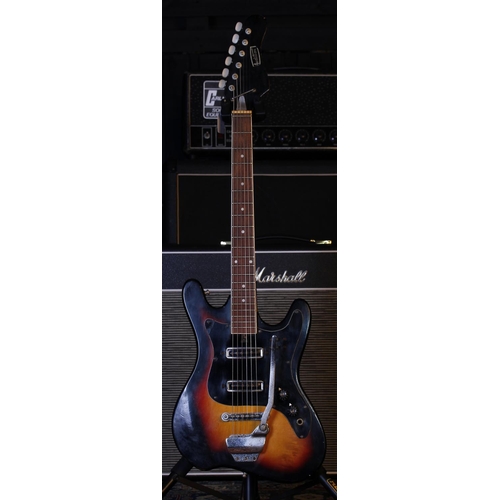 753 - 1970s Audition 7002 electric guitar, made in Japan; Body: sunburst finish, dings and scuffs througho... 