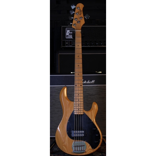 757 - OLP Licensed by Ernie Ball MM3 five string bass guitar, made in China; Body: natural finish, a few l... 