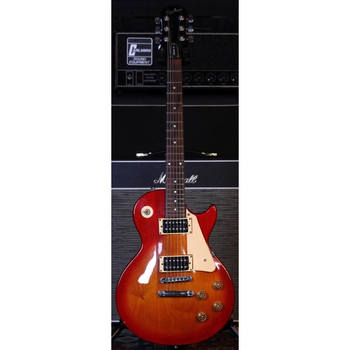 762 - 1997 Epiphone Les Paul electric guitar; Body: cherry sunburst finish, blemishes, scuffs and dings th... 