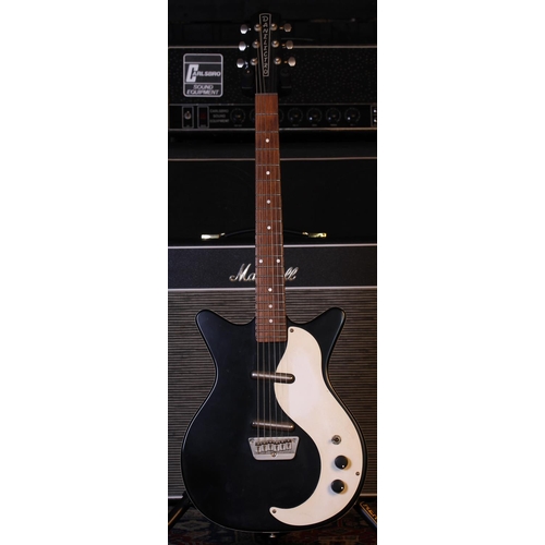 768 - Danelectro DC59 double cut electric guitar, made in China; Body: black finish, dings to back edges, ... 