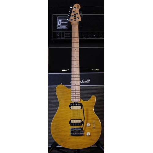 778 - Sterling by Music Man Sub Series AX40 electric guitar; Body: lemon quilt top upon black back, minor ... 