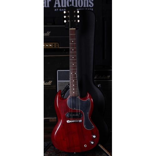 665 - Unbranded SG Junior replica electric guitar; Body: refinished cherry SG type body, a few minor dings... 