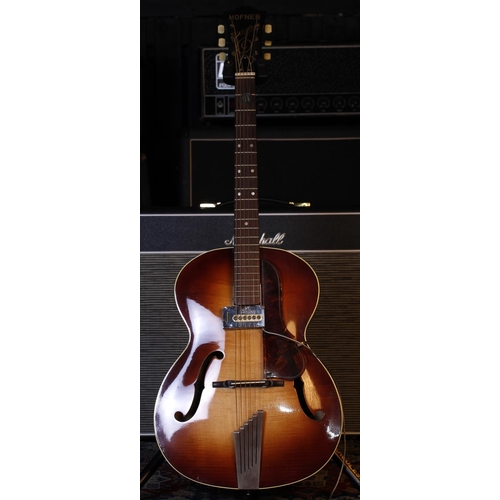 740 - 1961 Hofner Congress archtop guitar, made in Germany; Body: brunette finish, minor lacquer checking ... 