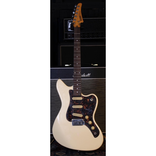 773 - 1980s Hohner Professional JT60 electric guitar; Body: vintage white finish, many dings throughout; N... 