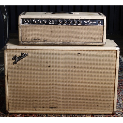 Fender Band-Master guitar amplifier head, made in USA, circa 1963, ser. no. A00929 (back panel painted black); together with matching twin speaker cabinet
