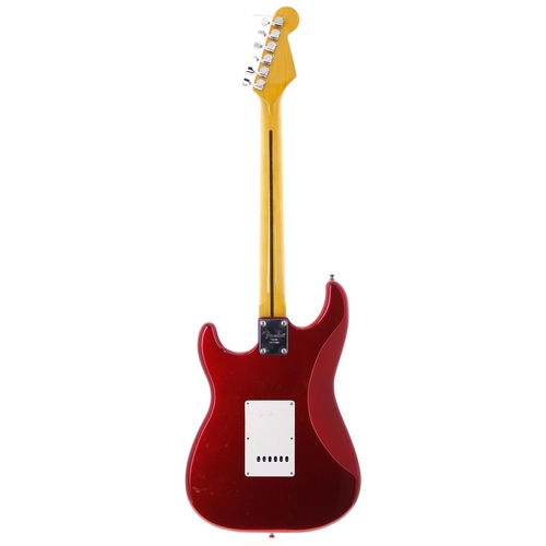 501 - Ray Majors - S Type reverse headstock electric guitar comprising candy apple red finish body, maple ... 