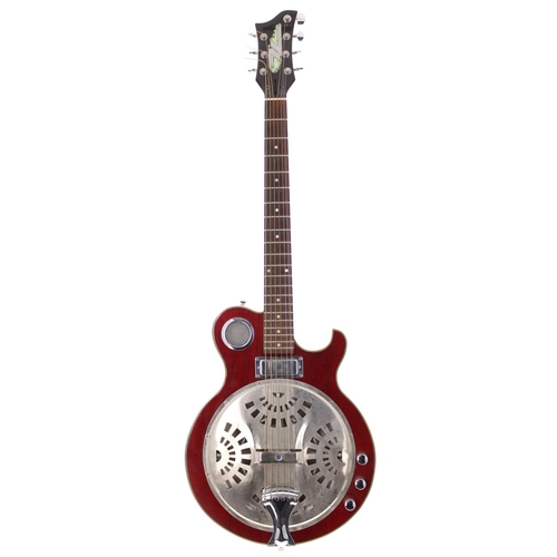 502 - Ray Majors - modified Tanglewood TBS Blue Sound electric resonator guitar; Body: red finish, back mo... 