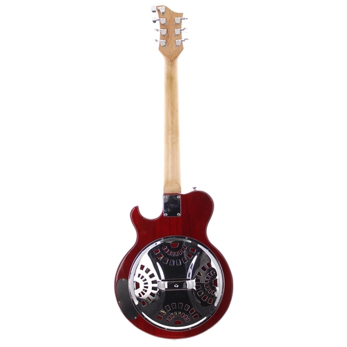 502 - Ray Majors - modified Tanglewood TBS Blue Sound electric resonator guitar; Body: red finish, back mo... 