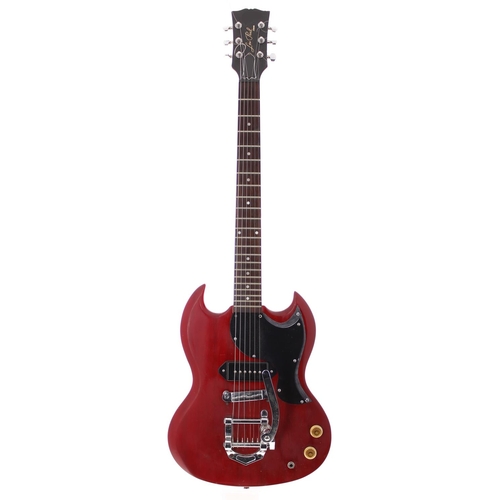 504 - Ray Majors - SG Junior Type electric guitar, with later fitted vibrato tailpiece, modified pickguard... 