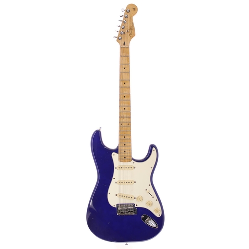 505 - Ray Majors - S Type electric guitar comprising metallic purple finished body, maple board neck, gene... 