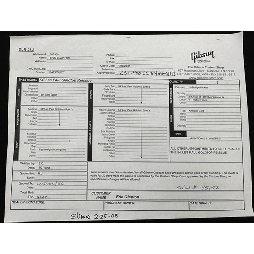 561 - Eric Clapton - custom ordered 2005 Gibson Custom R4 Les Paul electric guitar, made in USA, ser. no. ... 