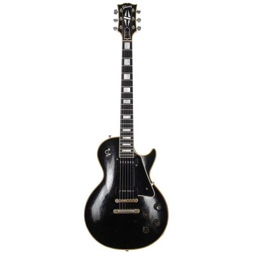 167 - 1956 Gibson Les Paul Custom electric guitar, made in USA; Body: black finish, areas of refinishing (... 