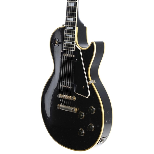 167 - 1956 Gibson Les Paul Custom electric guitar, made in USA; Body: black finish, areas of refinishing (... 