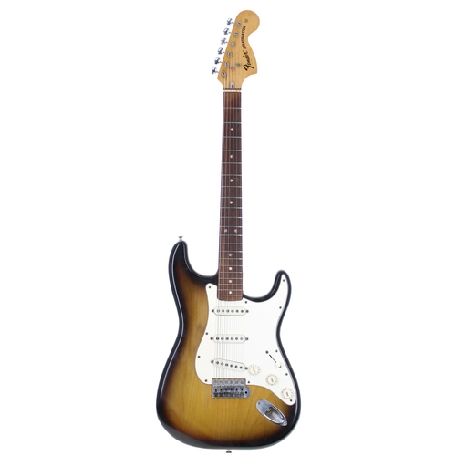 82 - Fender Stratocaster electric guitar, made in USA, circa 1975; Body: sunburst finish, fade to front, ... 