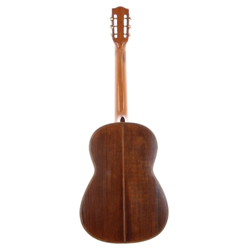3544 - Antique Spanish guitar labelled Cid Campeador, Valencia; Back and sides: rosewood, repaired hairline... 