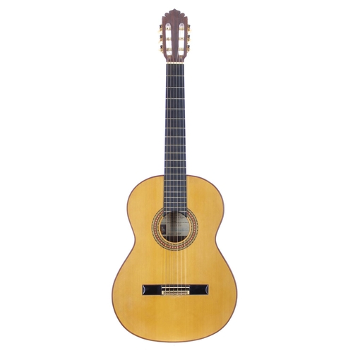 3553 - Manuel Rodriguez Model C classical guitar; Back and sides: Indian rosewood, heavy lacquer clouding t... 
