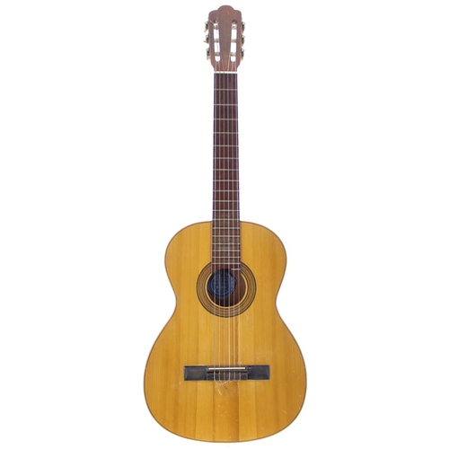 3557 - José Ramirez student model classical guitar; Back and sides: mahogany, scratches and dings throughou... 