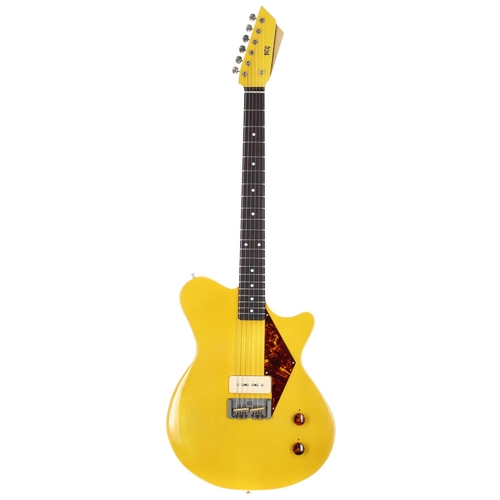 199 - 2023 NCG Bayou electric guitar, made in Nottingham, UK; Body: aged vandalism yellow nitro finish sol... 