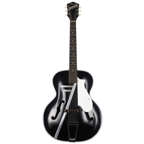 340 - 1950s Harmony H956 Montclair archtop guitar, made in USA; Body: black finish with aluminium binding,... 