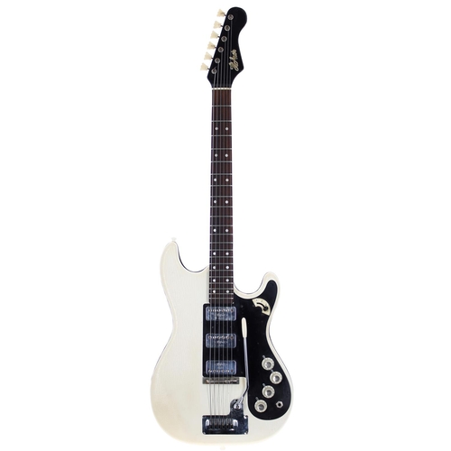 366 - 1960s Hofner 173 electric guitar, made in Germany; Body: rare white/black vinyl wrap; Neck: good, a ... 