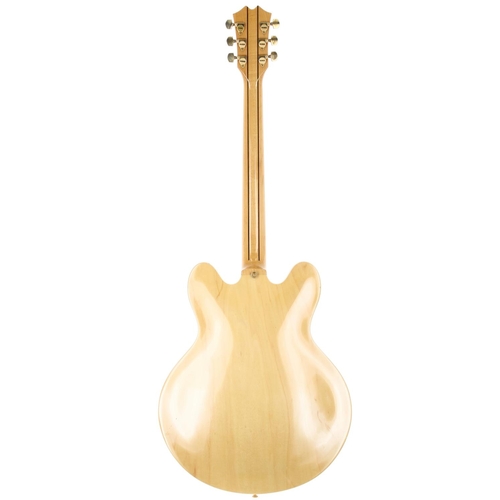 368 - Washburn HB35 semi-hollow electric guitar; Body: natural finish, light buckle marks to back, further... 