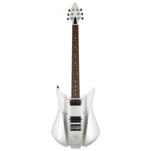 370 - 2000s RKS Wave electric guitar, made in USA; Body: pearlescent white finished composite body; Fretbo... 