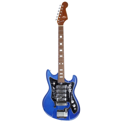 373 - 1960s Teisco ET-400 electric guitar, made in Japan; Body: blue metallic finish, a few minor dings; N... 