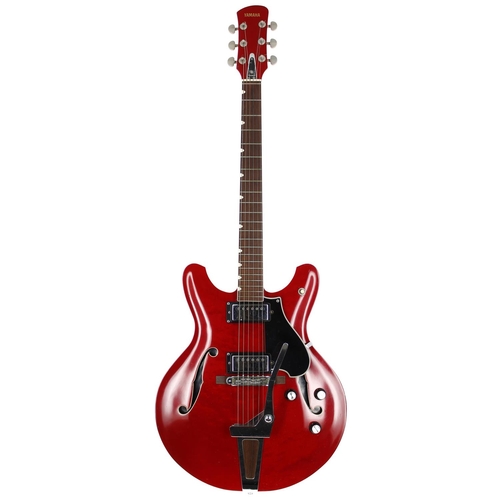 378 - Early 1970s Yamaha SA-30 semi-hollow body electric guitar, made in Japan; Body: cherry red finish, s... 