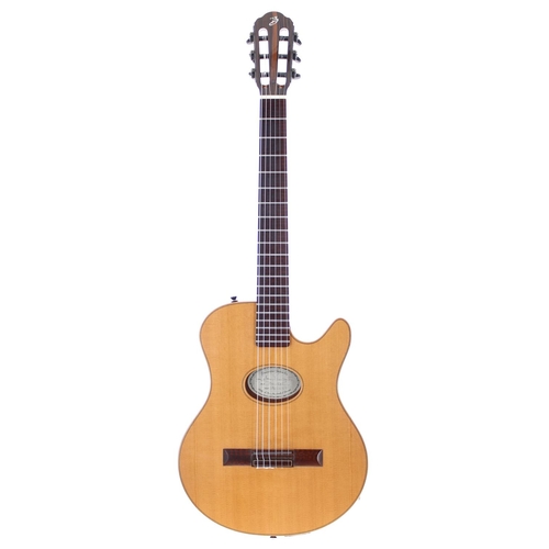 287 - 2012 John Buscarino Starlight Thinline electro-acoustic nylon string guitar, made in USA; Body: maho... 