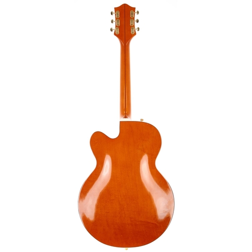 337 - 2001 Gretsch 6120W-57 Nashville hollow body electric guitar, made in Japan; Body: orange finish, a f... 