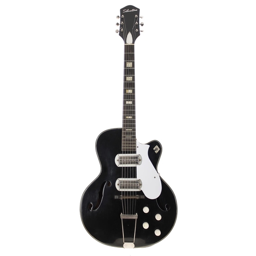 341 - 1950s Silvertone by Harmony S1384 electric guitar, USA; Body: black finish, light checking, light bu... 