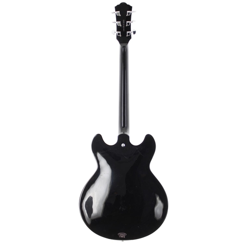 354 - Yamaha SA500 semi-hollow body electric guitar; Body: black finish, a few scuffs and scratches to bac... 