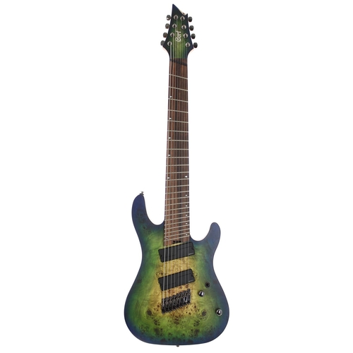 377 - 2020 Cort KX508MS eight string electric guitar, made in Indonesia; Body: blue/green/yellow burst; Ne... 