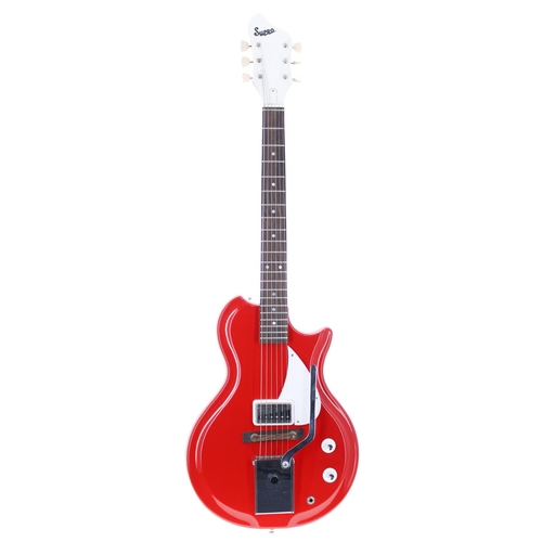 393 - 2016 Supro 1572 Belmont electric guitar, made in China; Body: red finish; Neck: good; Fretboard: ros... 