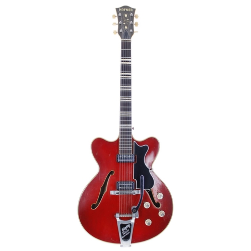 395 - 1964 Hofner Verithin Bigsby electric guitar, made in Germany; Body: cherry finish, light scratches, ... 