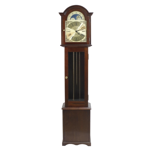 1827 - Good contemporary mahogany three train grandmother clock, the 11