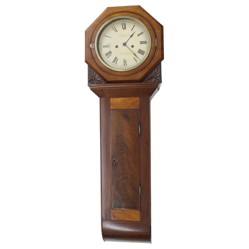 2604 - Mahogany two train trunk dial wall clock, the 10