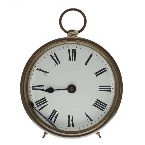 905 - Brass drumhead mantel clock timepiece with platform escapement, the 4.75