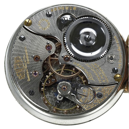 520 - Illinois Watch Co. 'Sangamo' gold plated lever set pocket watch, circa 1909, signed 23 jewel ruby je... 