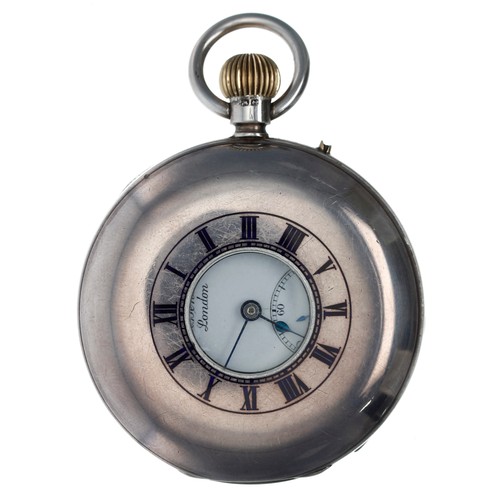 572 - J.W. Benson 'The Keyless Ludgate Watch' silver half hunter pocket watch, London 1891, the three quar... 