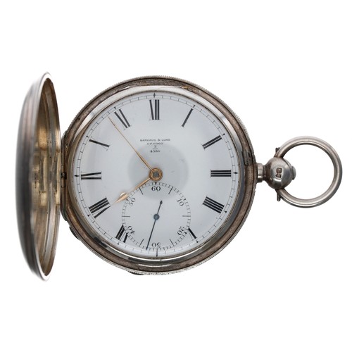 695 - Barraud & Lund Savage two-pin lever silver hunter pocket watch, London 1880, the gilt frosted fu... 